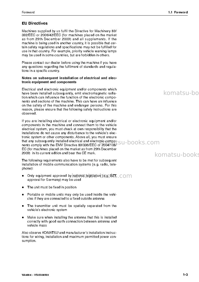 Komatsu wa500-6deu Operation manual cover Page 5 Komatsu wa500-6deu Operation manual cover Page 5