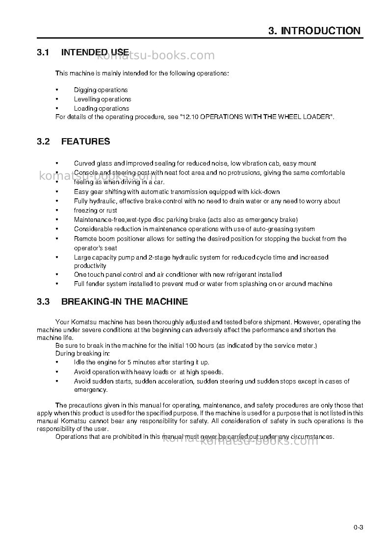 Komatsu wa380-3deu-h Operation manual cover Page 5