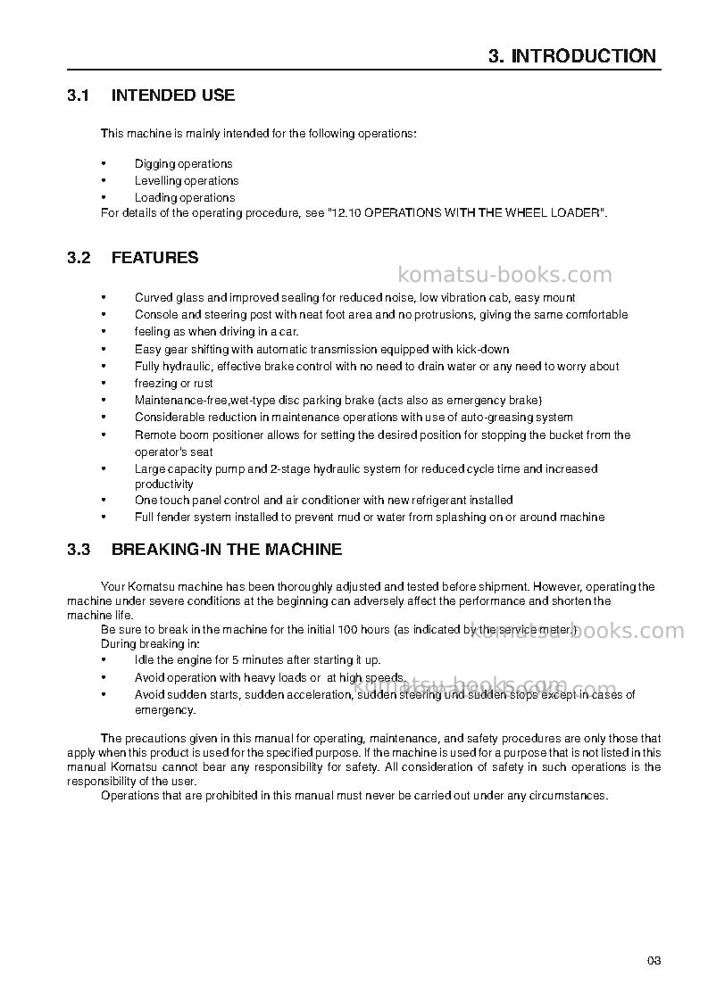 Komatsu wa380-3deu-h Operation manual cover Page 5 Komatsu wa380-3deu-h Operation manual cover Page 5