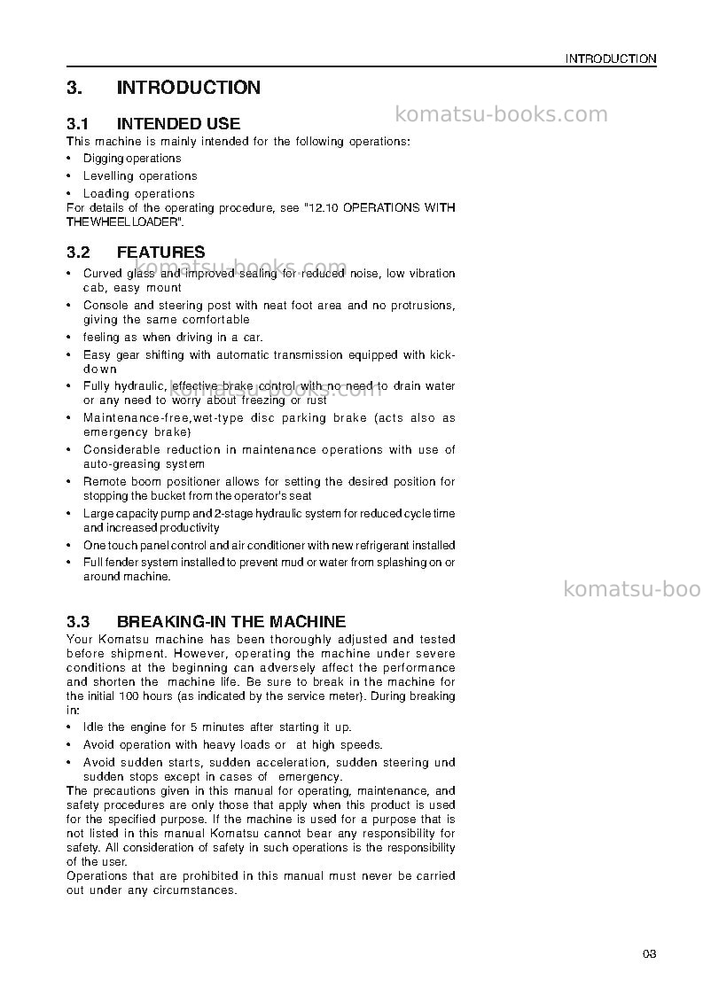 Komatsu wa420-3deu-h Operation manual cover Page 5