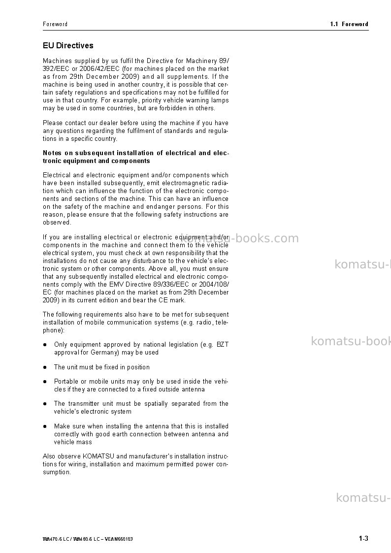Komatsu wa470-6deu-lc Operation manual cover Page 5 Komatsu wa470-6deu-lc Operation manual cover Page 5