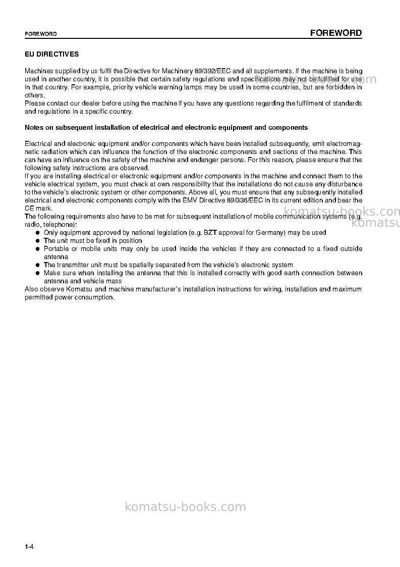 Komatsu wa380-5deu-h Operation manual cover Page 5