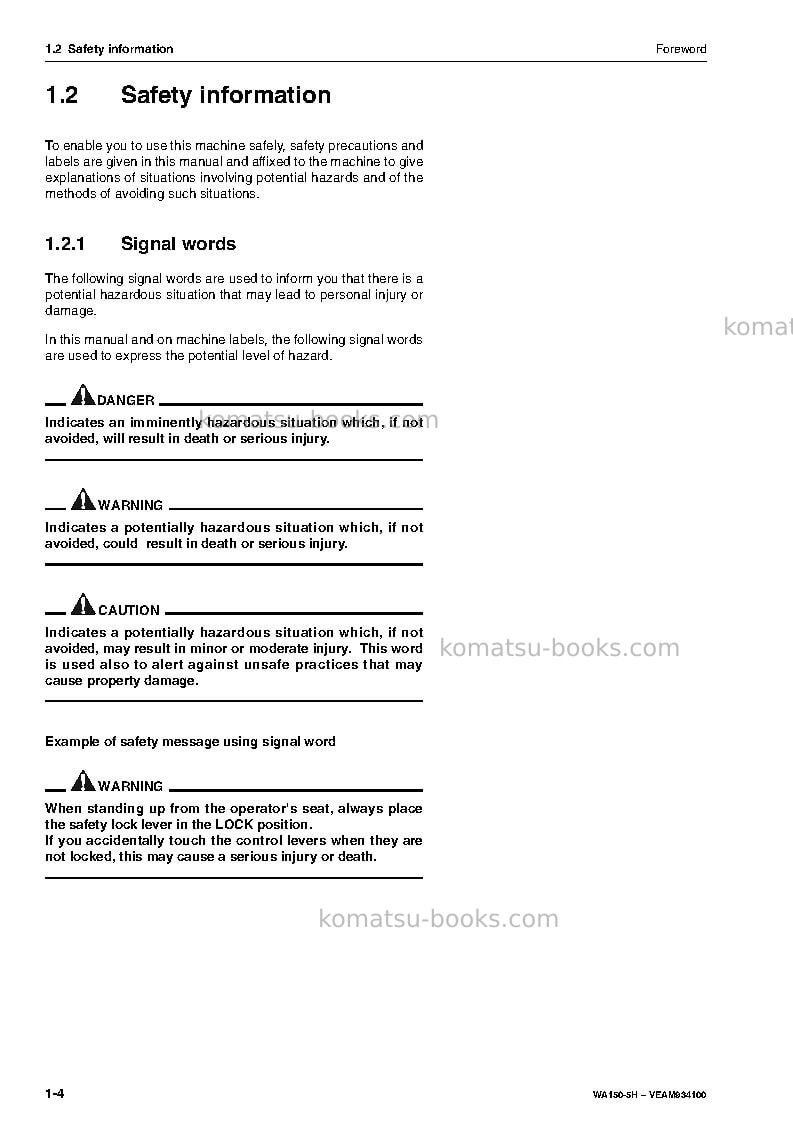 Komatsu wa150-5deu Operation manual cover Page 5 Komatsu wa150-5deu Operation manual cover Page 5