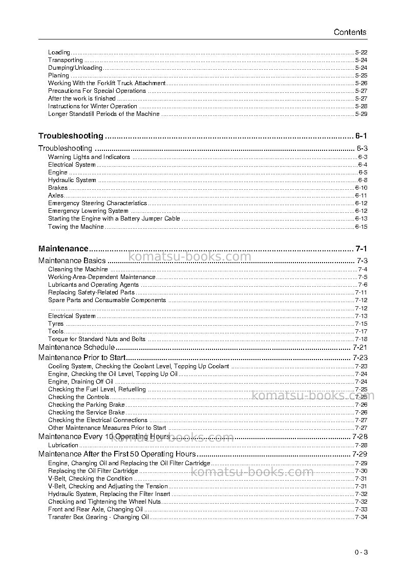 Komatsu wa75-3deu Operation manual cover Page 5 Komatsu wa75-3deu Operation manual cover Page 5