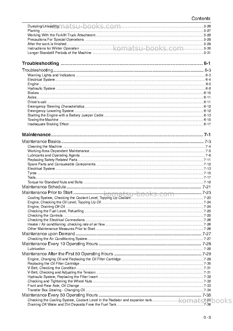 Komatsu wa75-3deu Operation manual cover Page 5 Komatsu wa75-3deu Operation manual cover Page 5