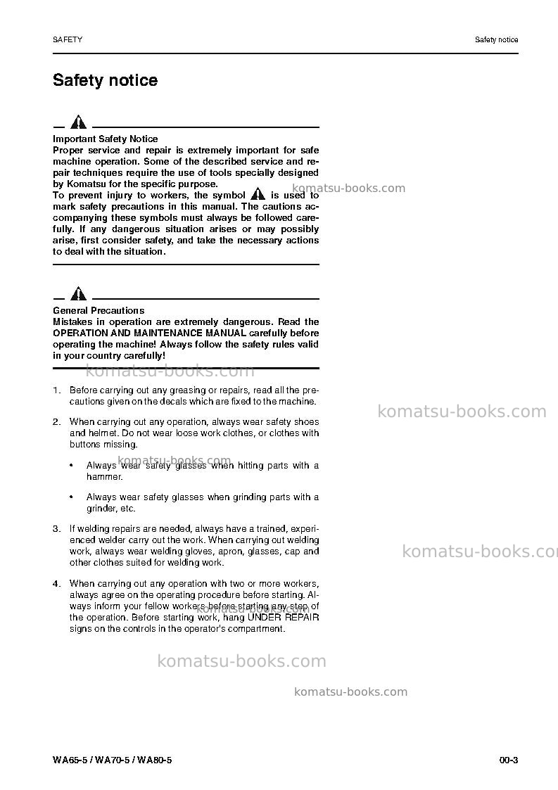 Komatsu wa65-5deu Repair & maintenance cover Page 5