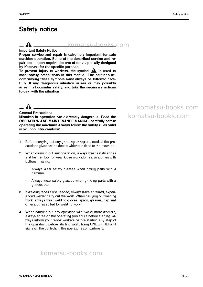 Komatsu wa100m-5deu Repair & maintenance cover Page 5