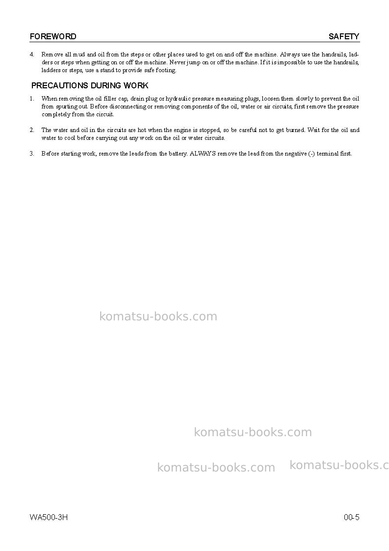 Komatsu wa500-3deu Repair & maintenance cover Page 5 Komatsu wa500-3deu Repair & maintenance cover Page 5