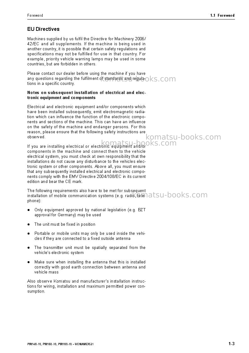 Komatsu pw180-10deu Operation manual cover Page 5 Komatsu pw180-10deu Operation manual cover Page 5