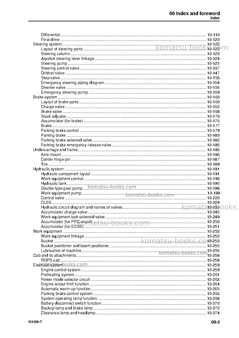 Komatsu wa500-7deu Repair & maintenance cover Page 5 Komatsu wa500-7deu Repair & maintenance cover Page 5