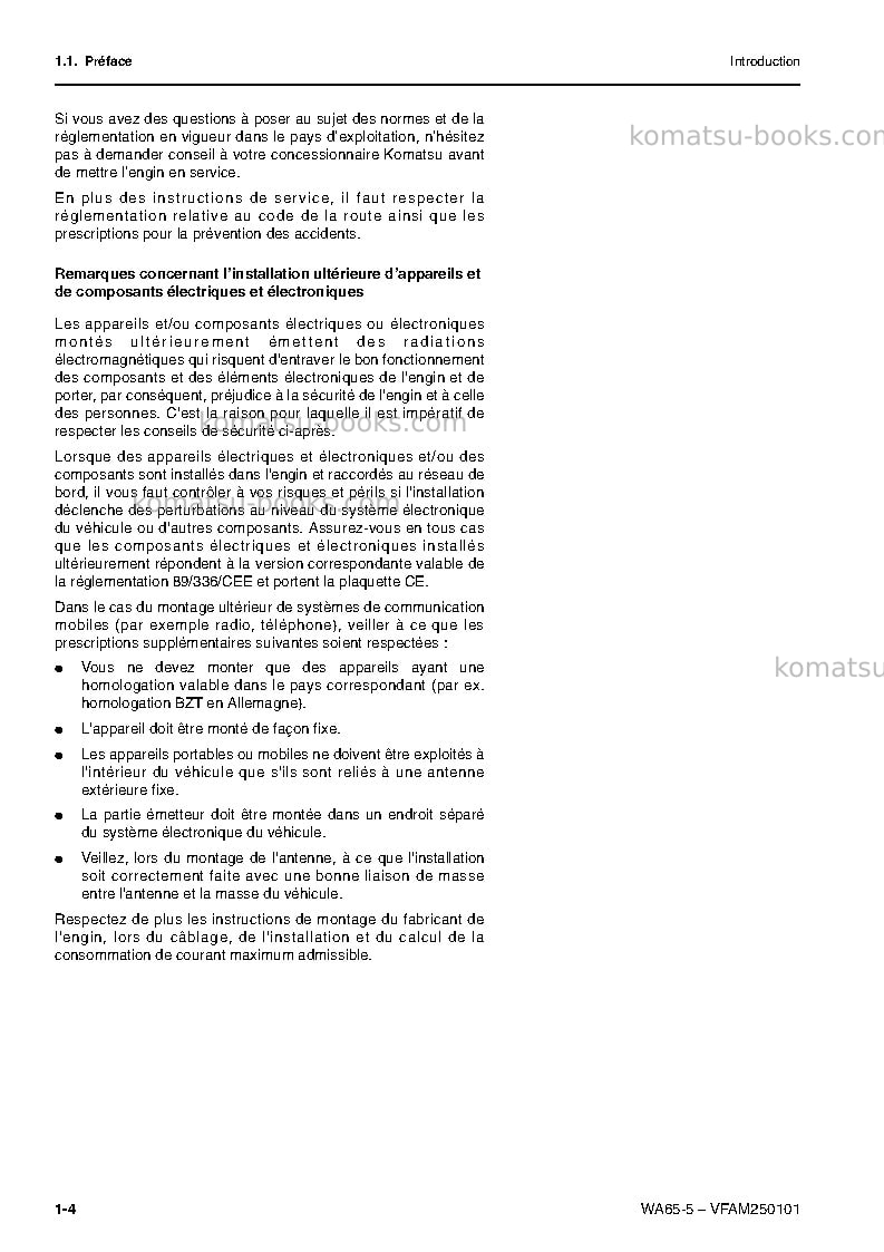 Komatsu wa65-5deu Manuel d'utilisation couverture Page 5 Komatsu wa65-5deu Manuel d'utilisation couverture Page 5