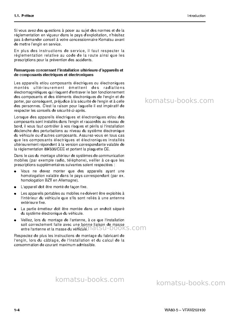 Komatsu wa80-5deu Manuel d'utilisation couverture Page 5 Komatsu wa80-5deu Manuel d'utilisation couverture Page 5
