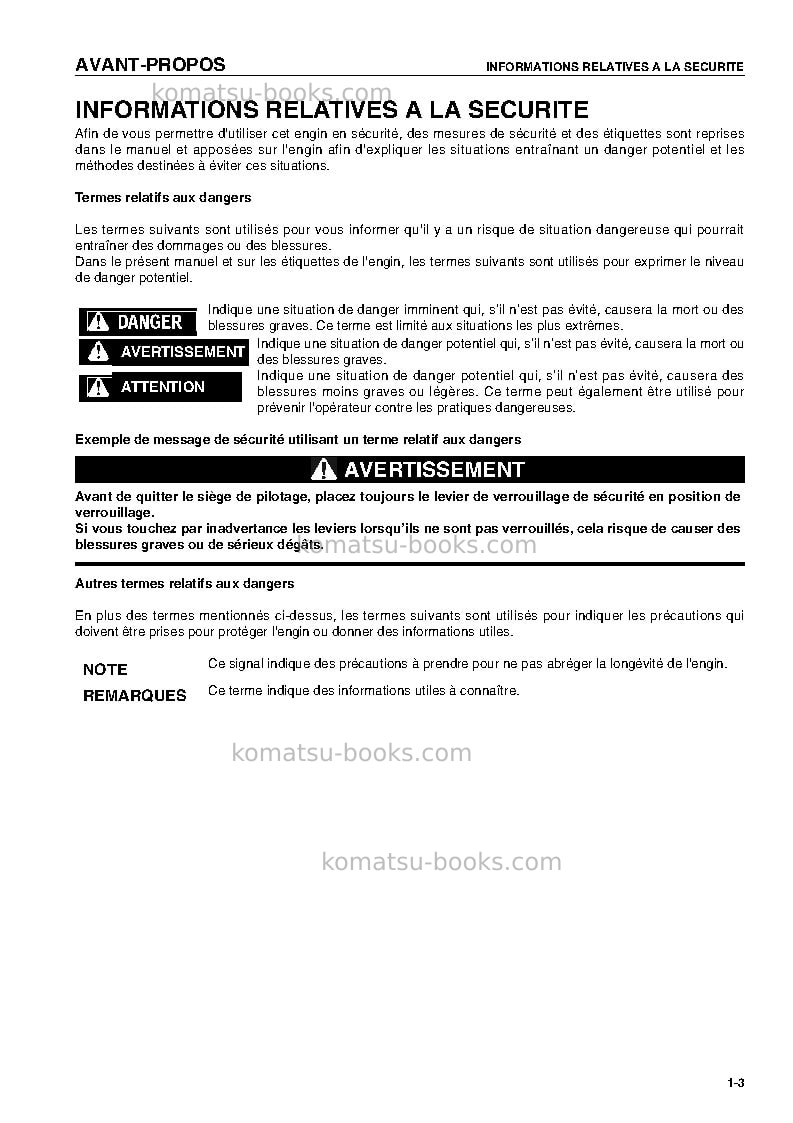 Komatsu wa380-5deu-h Manuel d'utilisation couverture Page 5 Komatsu wa380-5deu-h Manuel d'utilisation couverture Page 5