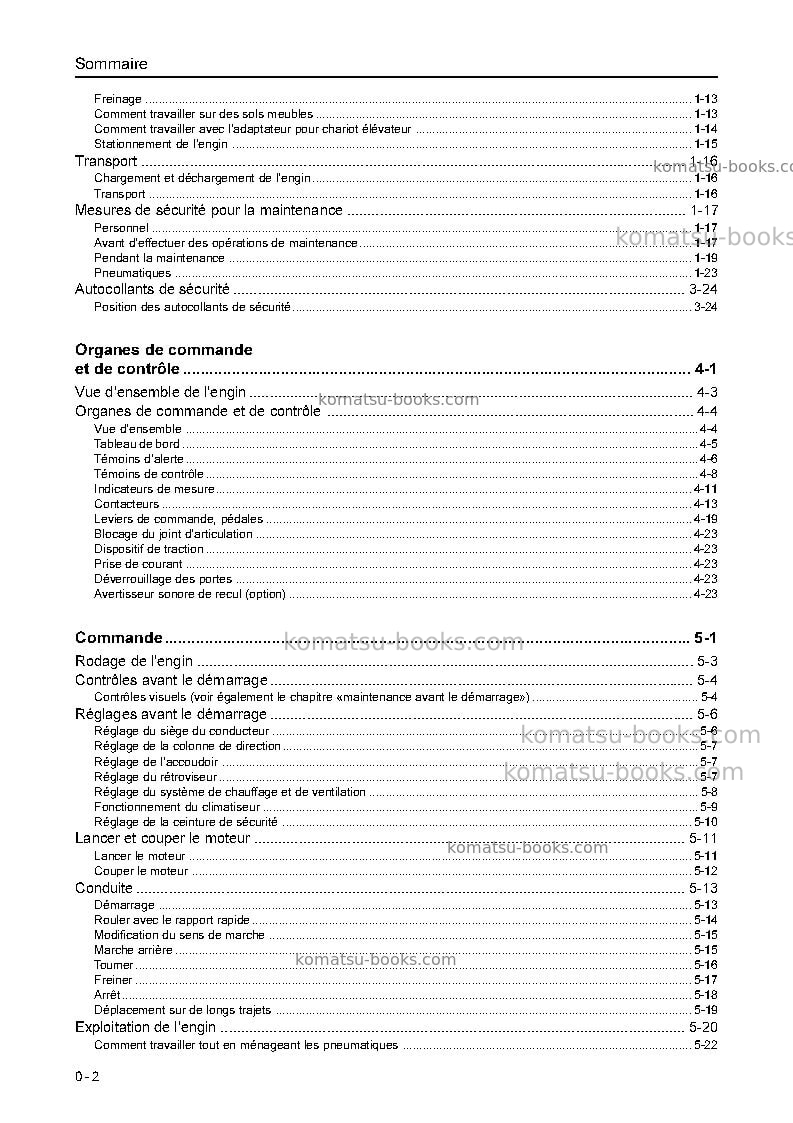 Komatsu wa75-3deu Manuel d'utilisation couverture Page 5 Komatsu wa75-3deu Manuel d'utilisation couverture Page 5