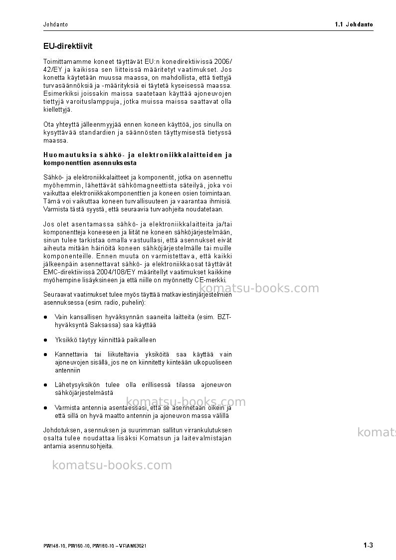 Komatsu pw160-10deu Operation manual cover Page 5 Komatsu pw160-10deu Operation manual cover Page 5