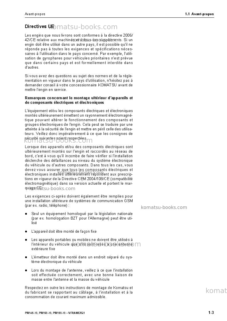 Komatsu pw160-10deu Manuel d'utilisation couverture Page 5 Komatsu pw160-10deu Manuel d'utilisation couverture Page 5