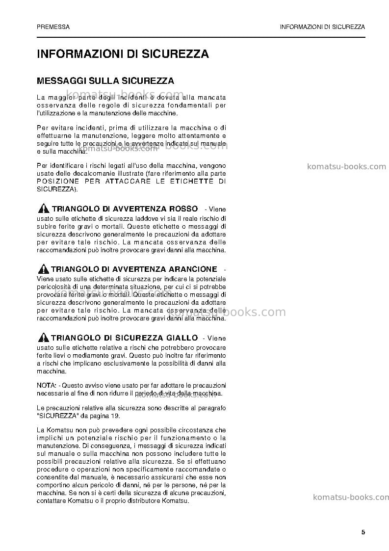 Komatsu pw160-7deu Manuale operativo copertina Pagina 5 Komatsu pw160-7deu Manuale operativo copertina Pagina 5