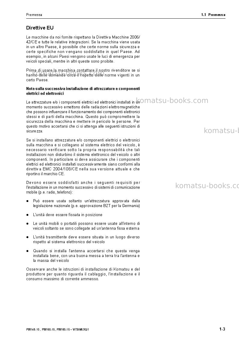 Komatsu pw160-10deu Manuale operativo copertina Pagina 5 Komatsu pw160-10deu Manuale operativo copertina Pagina 5
