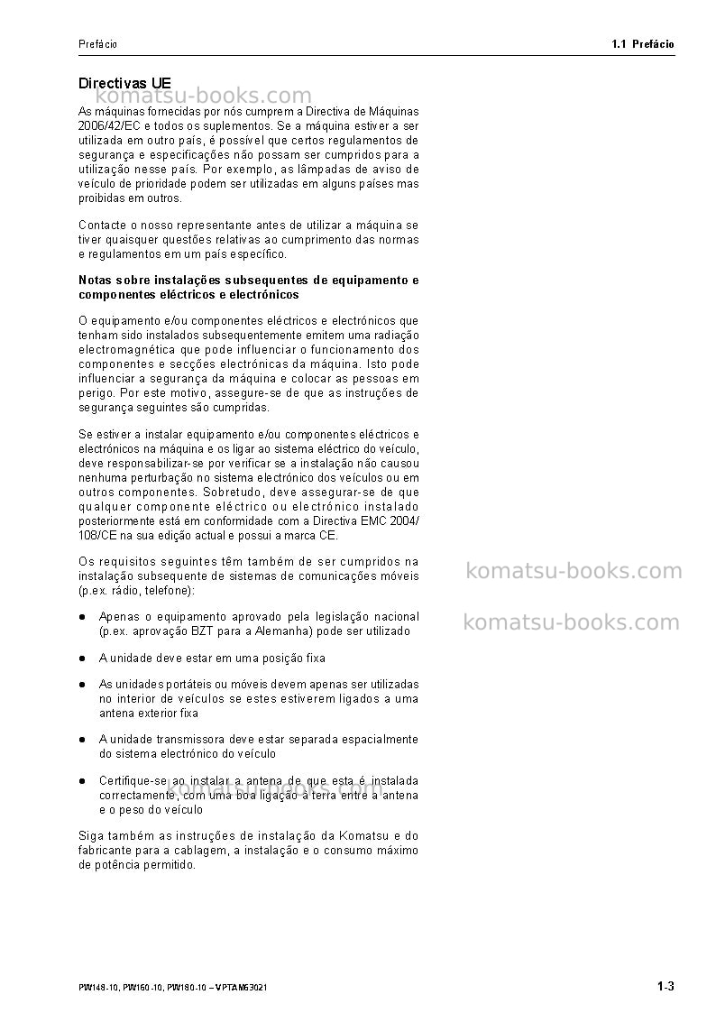 Komatsu pw160-10deu Manual de operação capa Página 5