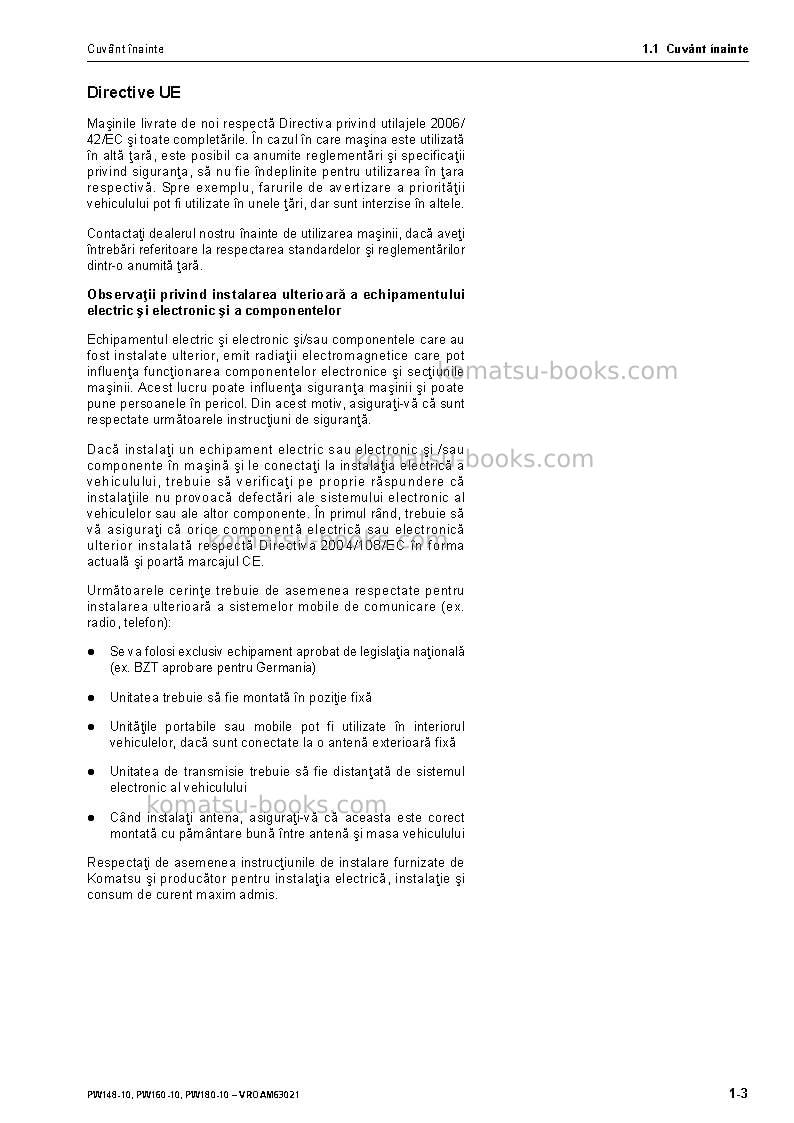 Komatsu pw160-10deu Operation manual cover Page 5 Komatsu pw160-10deu Operation manual cover Page 5