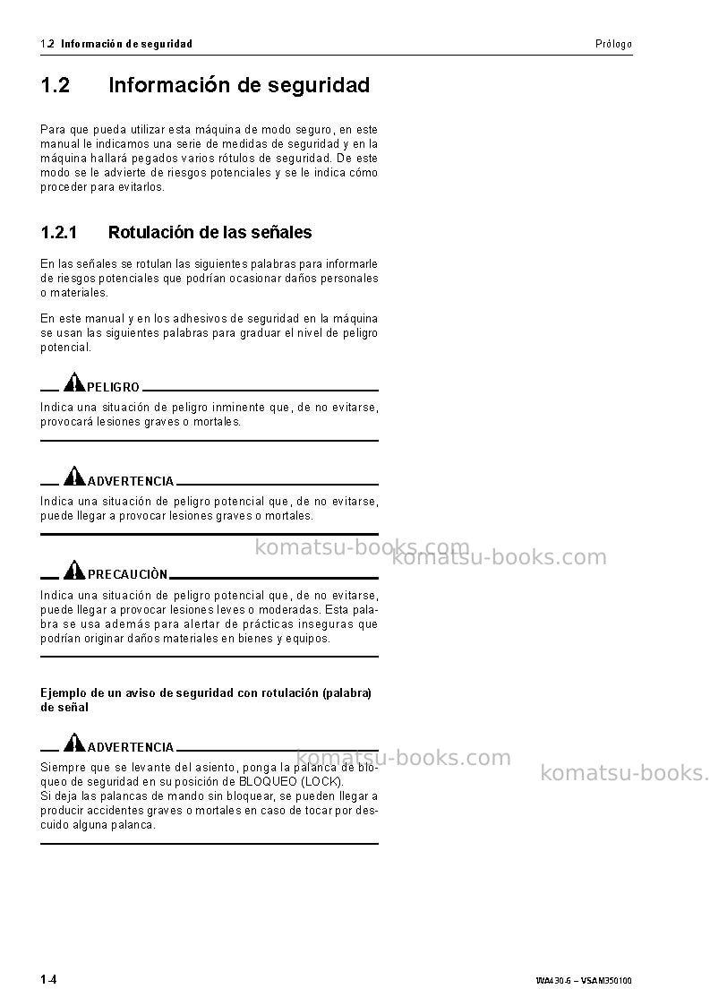 Komatsu wa430-6deu Manual de operación cover Page 5 Komatsu wa430-6deu Manual de operación cover Page 5
