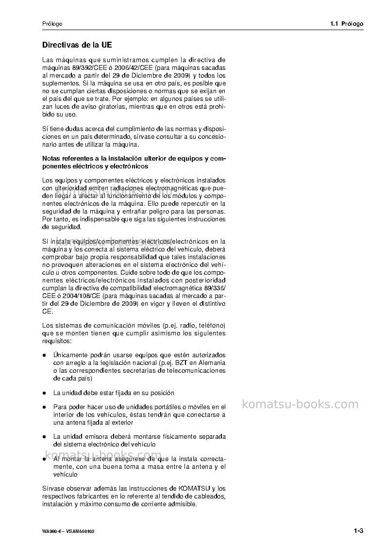 Komatsu wa380-6deu Manual de operación cover Page 5 Komatsu wa380-6deu Manual de operación cover Page 5