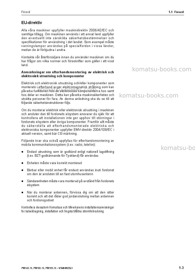Komatsu pw160-10deu Operation manual cover Page 5 Komatsu pw160-10deu Operation manual cover Page 5