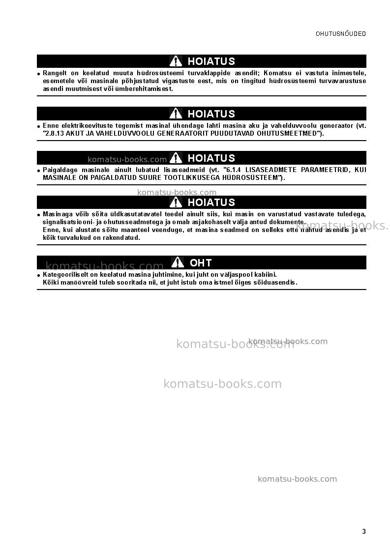 Komatsu sk1020-5ita Operation manual cover Page 5