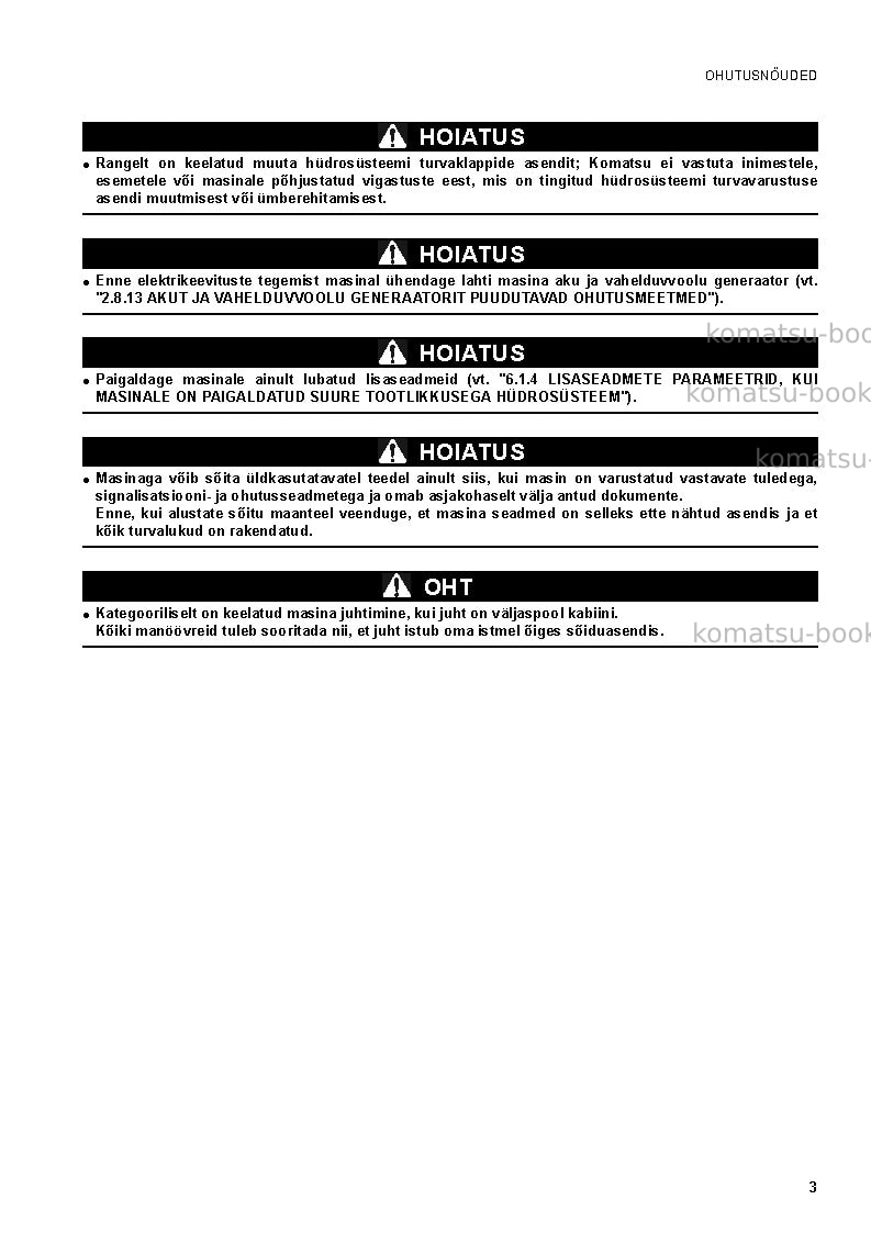 Komatsu sk1020-5ita-turbo Operation manual cover Page 5