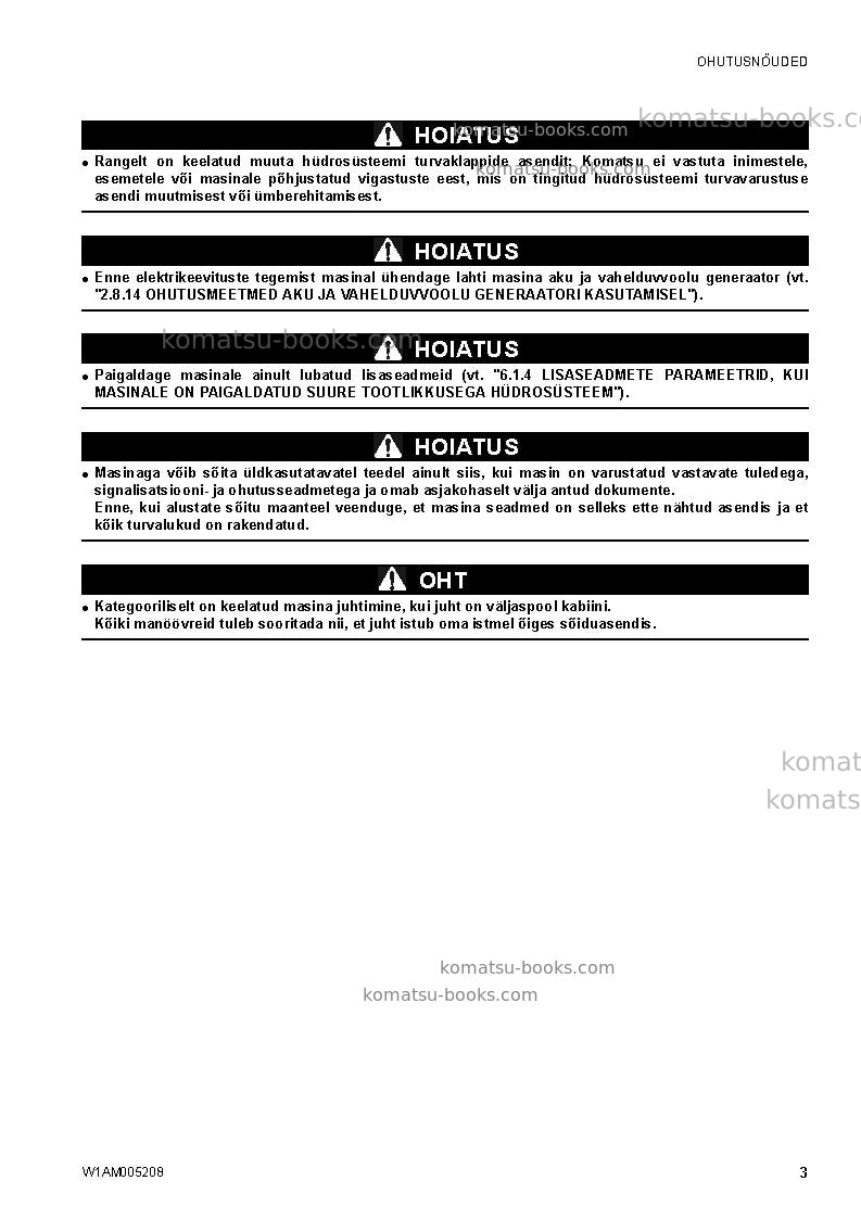 Komatsu sk1020-5ita-turbo Operation manual cover Page 5