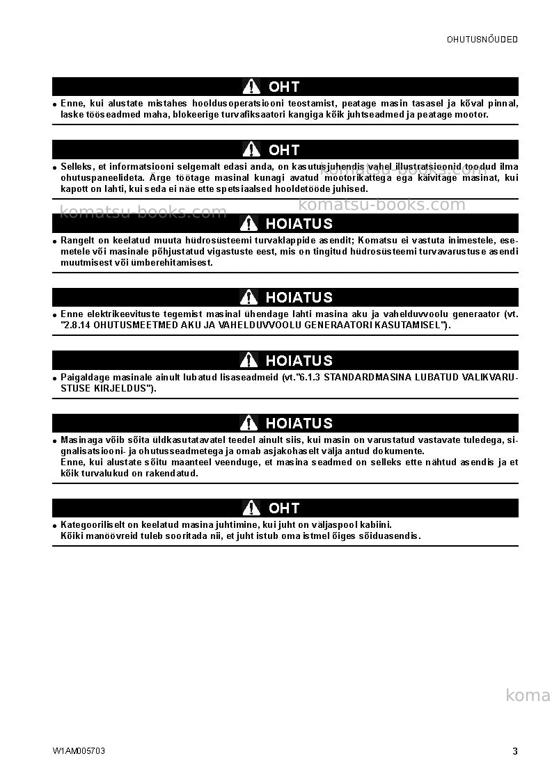 Komatsu sk1026-5ita Operation manual cover Page 5 Komatsu sk1026-5ita Operation manual cover Page 5