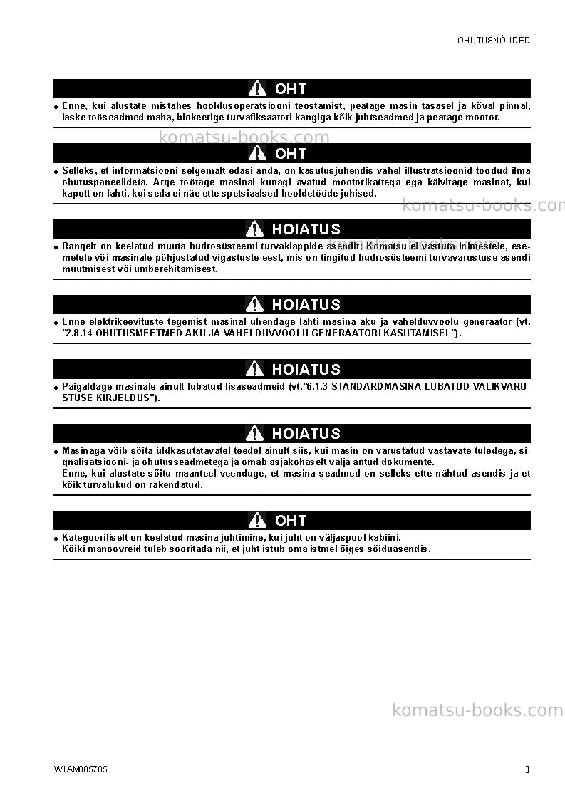 Komatsu sk1026-5ita Operation manual cover Page 5 Komatsu sk1026-5ita Operation manual cover Page 5
