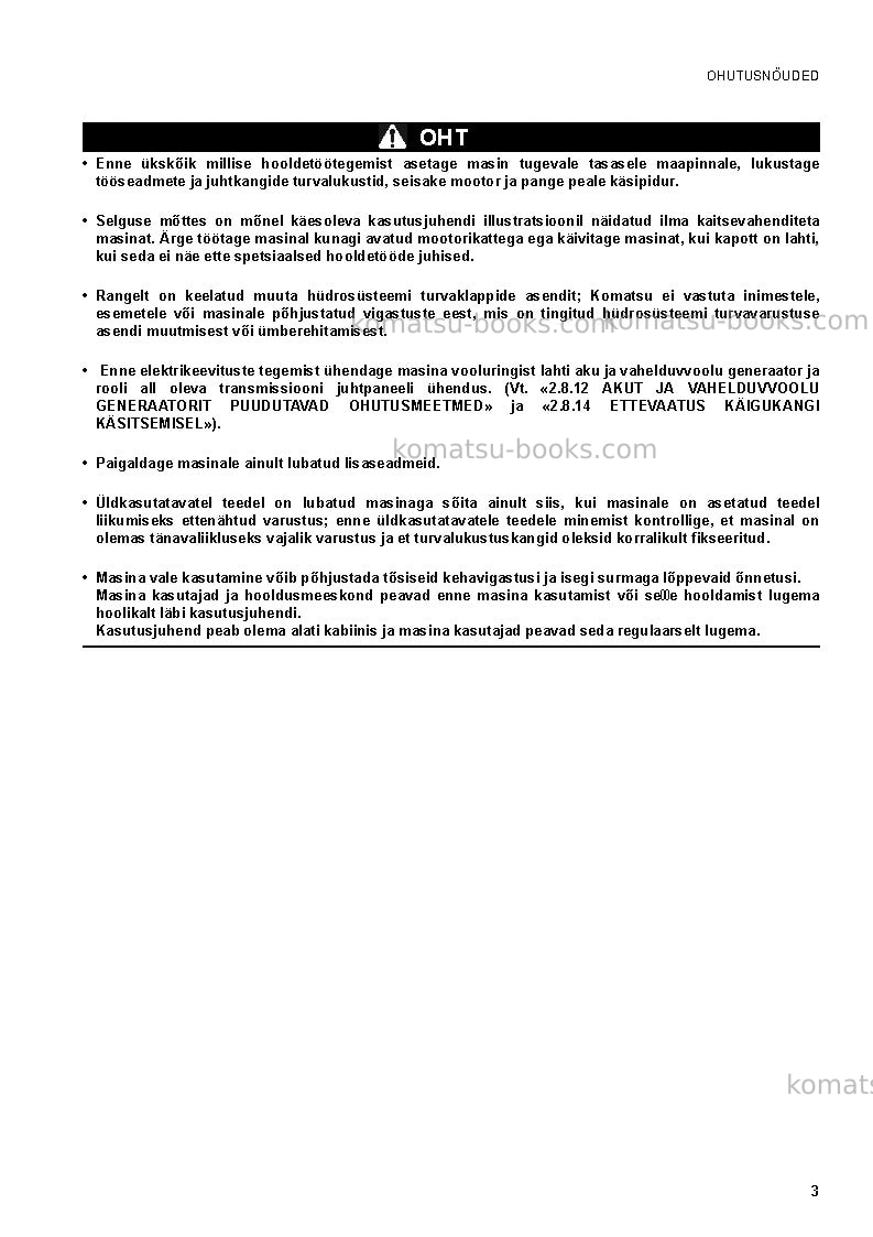 Komatsu wh609-1ita Operation manual cover Page 5 Komatsu wh609-1ita Operation manual cover Page 5