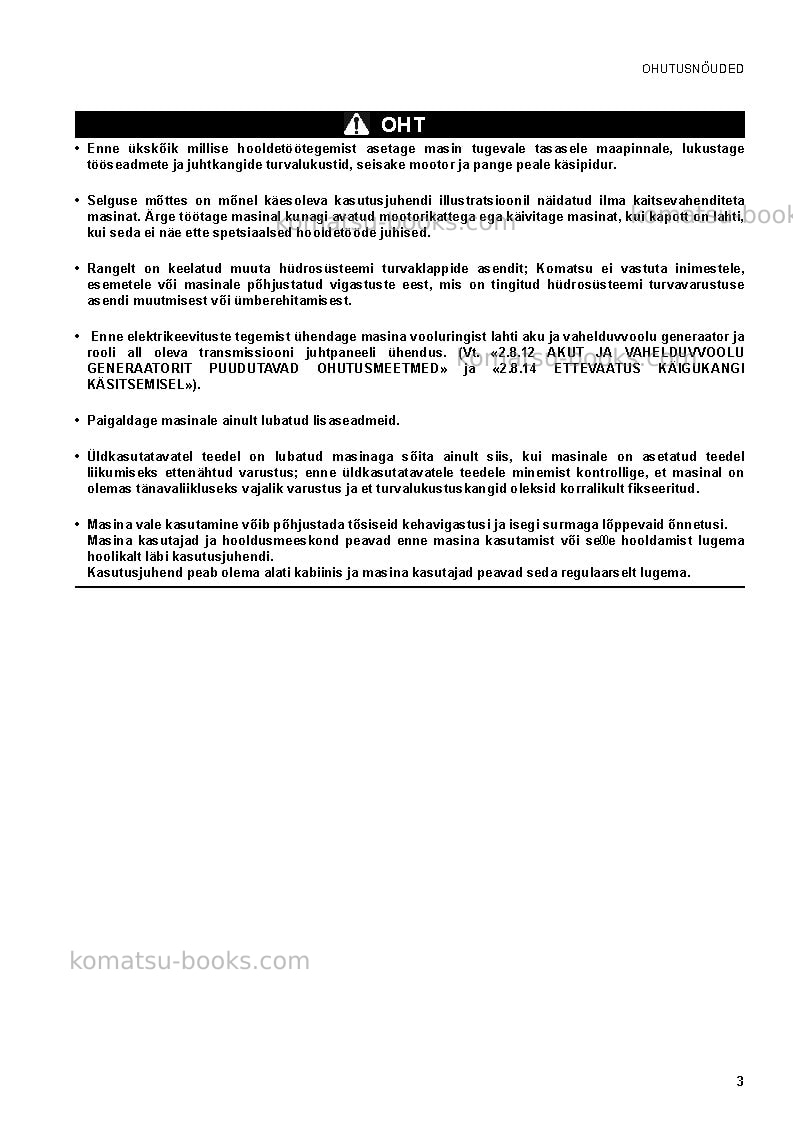 Komatsu wh609-1ita Operation manual cover Page 5 Komatsu wh609-1ita Operation manual cover Page 5