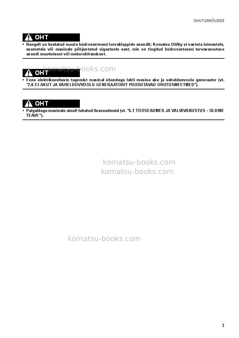 Komatsu pc50mr-2jpn-for eu Operation manual cover Page 5