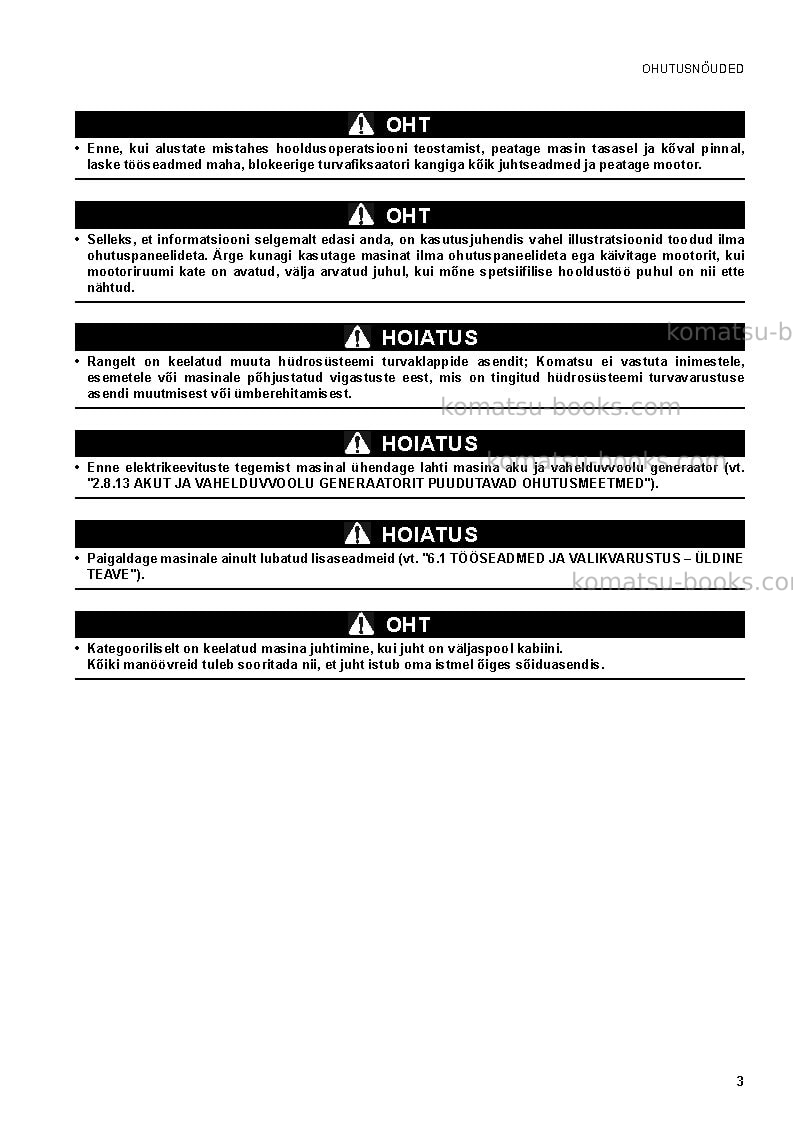 Komatsu pc20mr-2ita Operation manual cover Page 5 Komatsu pc20mr-2ita Operation manual cover Page 5