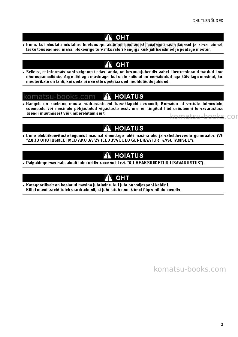 Komatsu pc20mr-2ita Operation manual cover Page 5 Komatsu pc20mr-2ita Operation manual cover Page 5