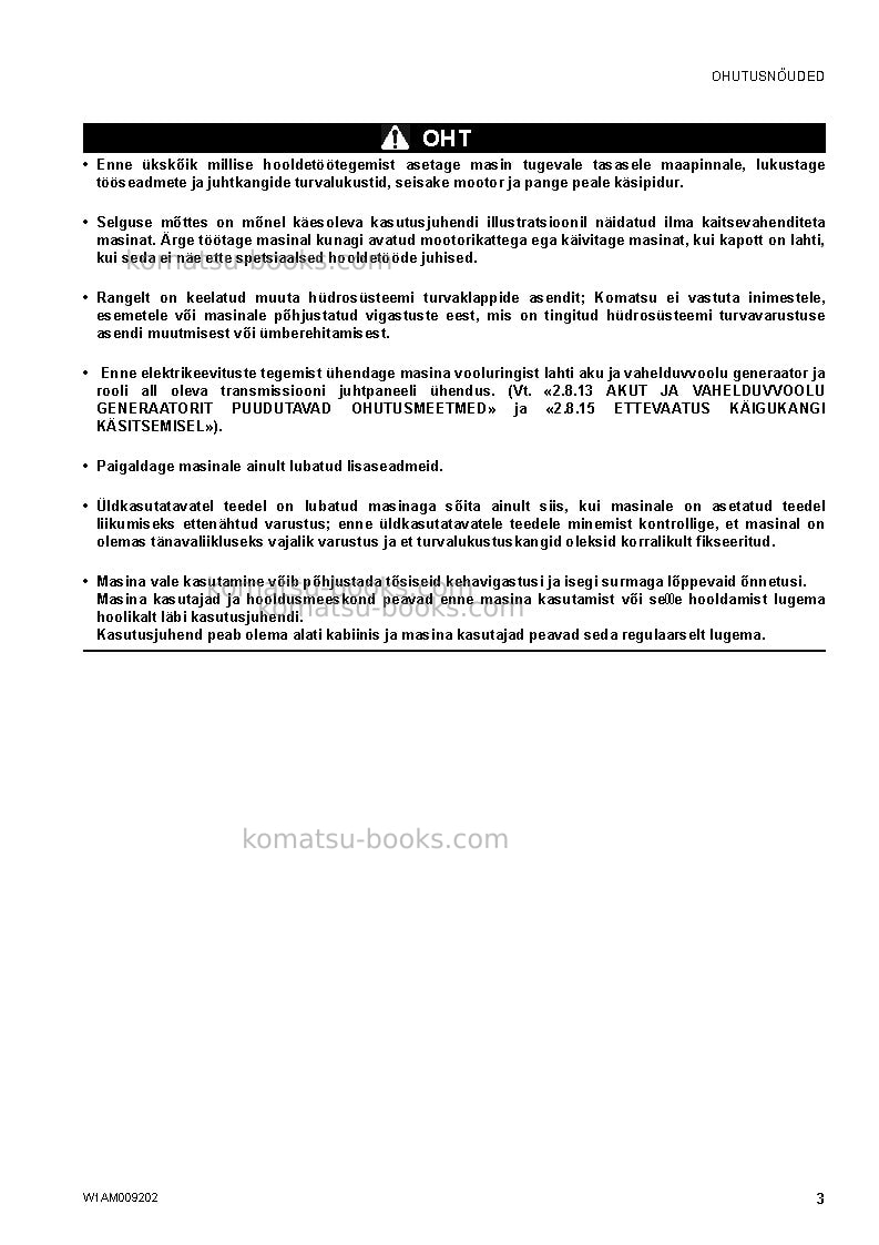 Komatsu wh609-1ita-tier 3 Operation manual cover Page 5 Komatsu wh609-1ita-tier 3 Operation manual cover Page 5
