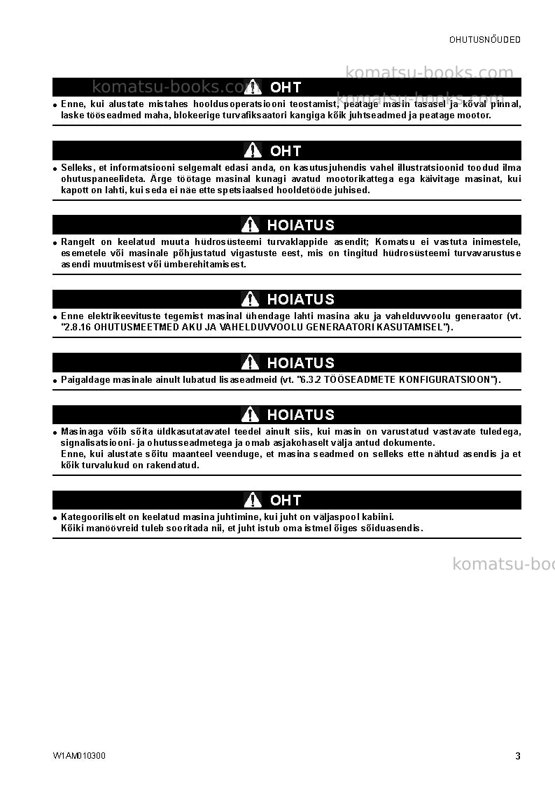 Komatsu sk714-5ita-/ Operation manual cover Page 5