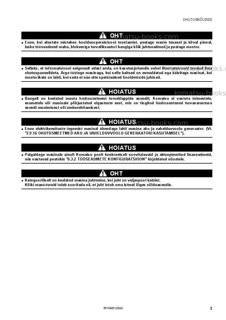Komatsu pc26mr-3ita Operation manual cover Page 5