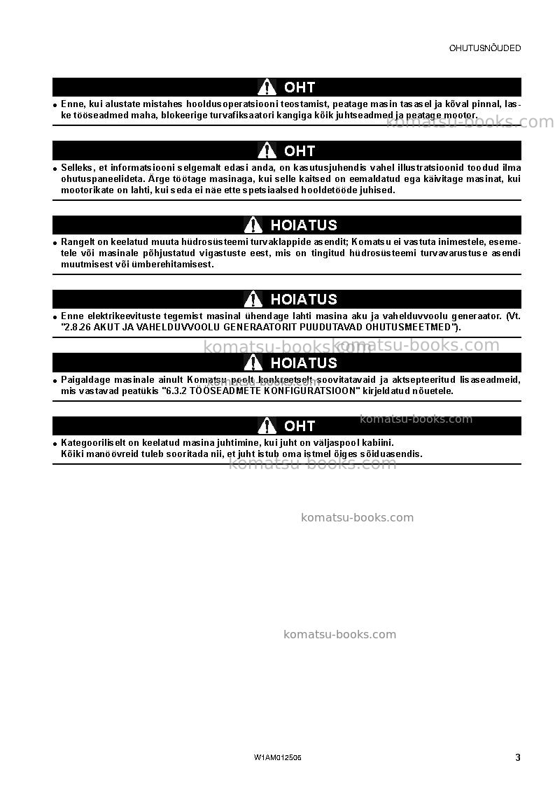Komatsu pc26mr-3ita Operation manual cover Page 5 Komatsu pc26mr-3ita Operation manual cover Page 5