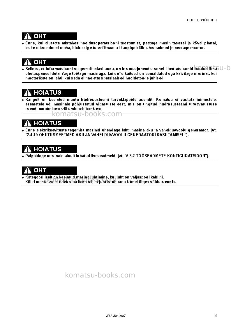 Komatsu pc80mr-3ita Operation manual cover Page 5