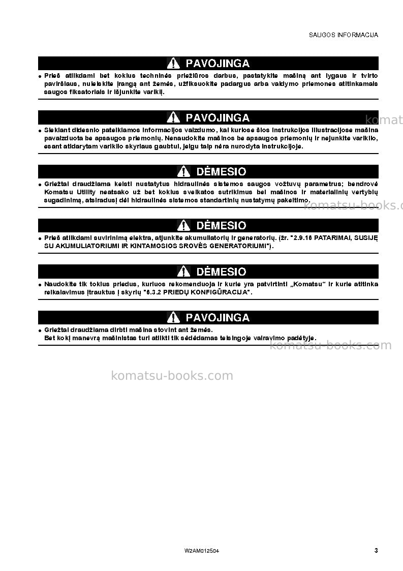 Komatsu pc26mr-3ita Operation manual cover Page 5 Komatsu pc26mr-3ita Operation manual cover Page 5