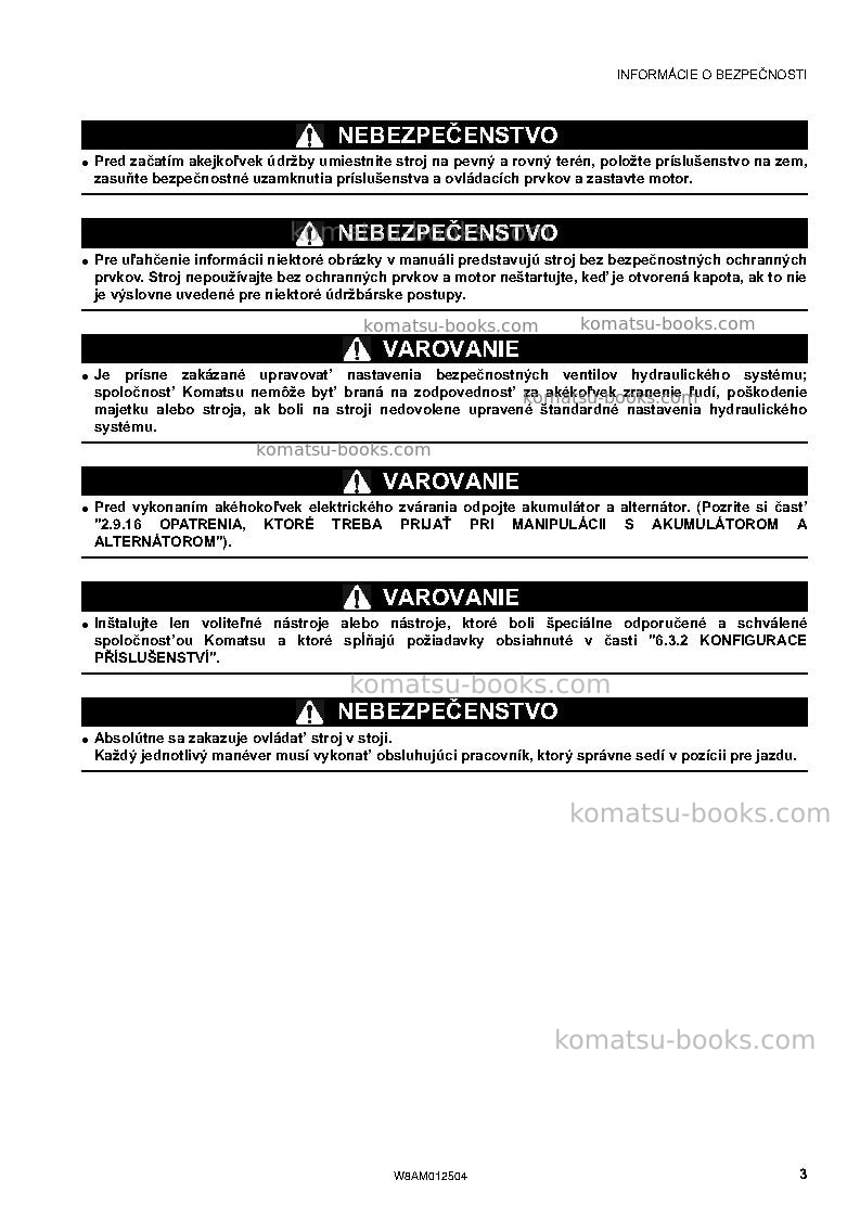 Komatsu pc26mr-3ita Prevádzkový manuál obal Strana 5 Komatsu pc26mr-3ita Prevádzkový manuál obal Strana 5