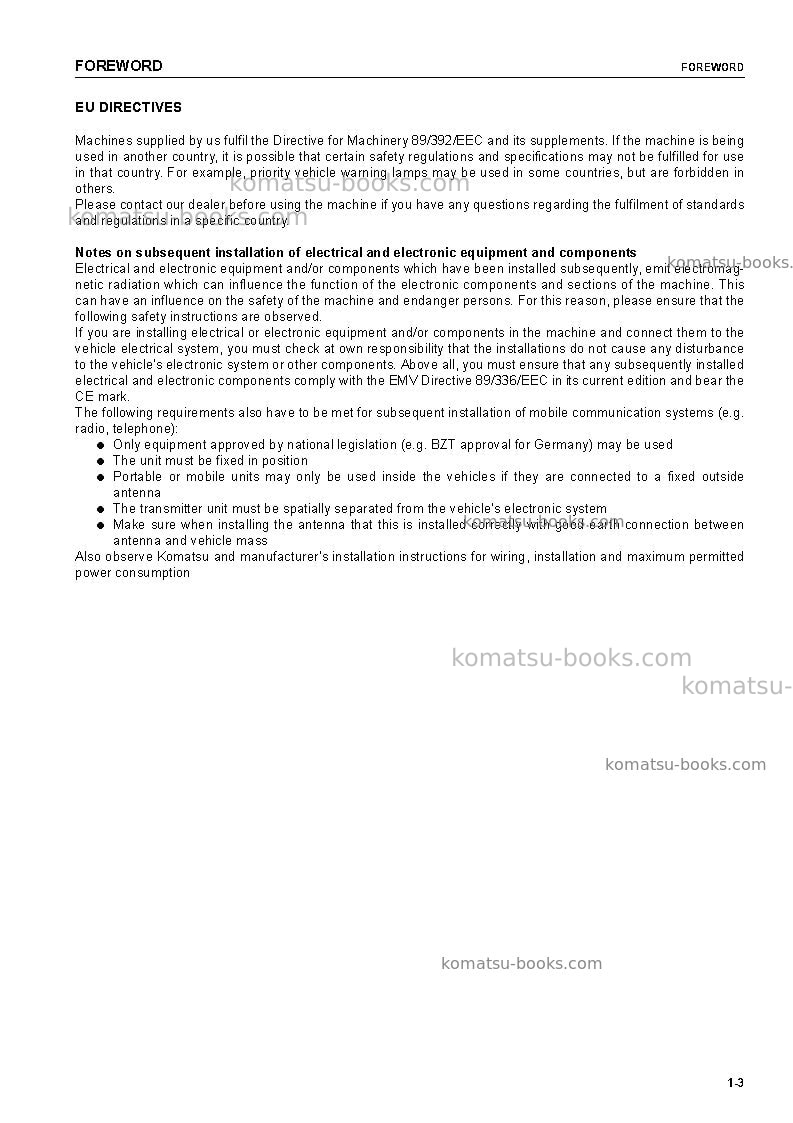 Komatsu wa470-5deu-h Operation manual cover Page 5