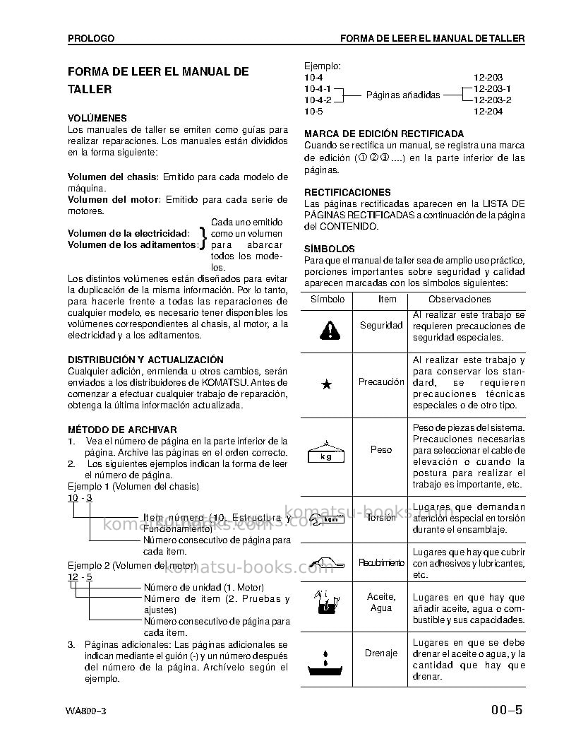 Komatsu wa800-3jpn Reparación y mantenimiento cover Page 5