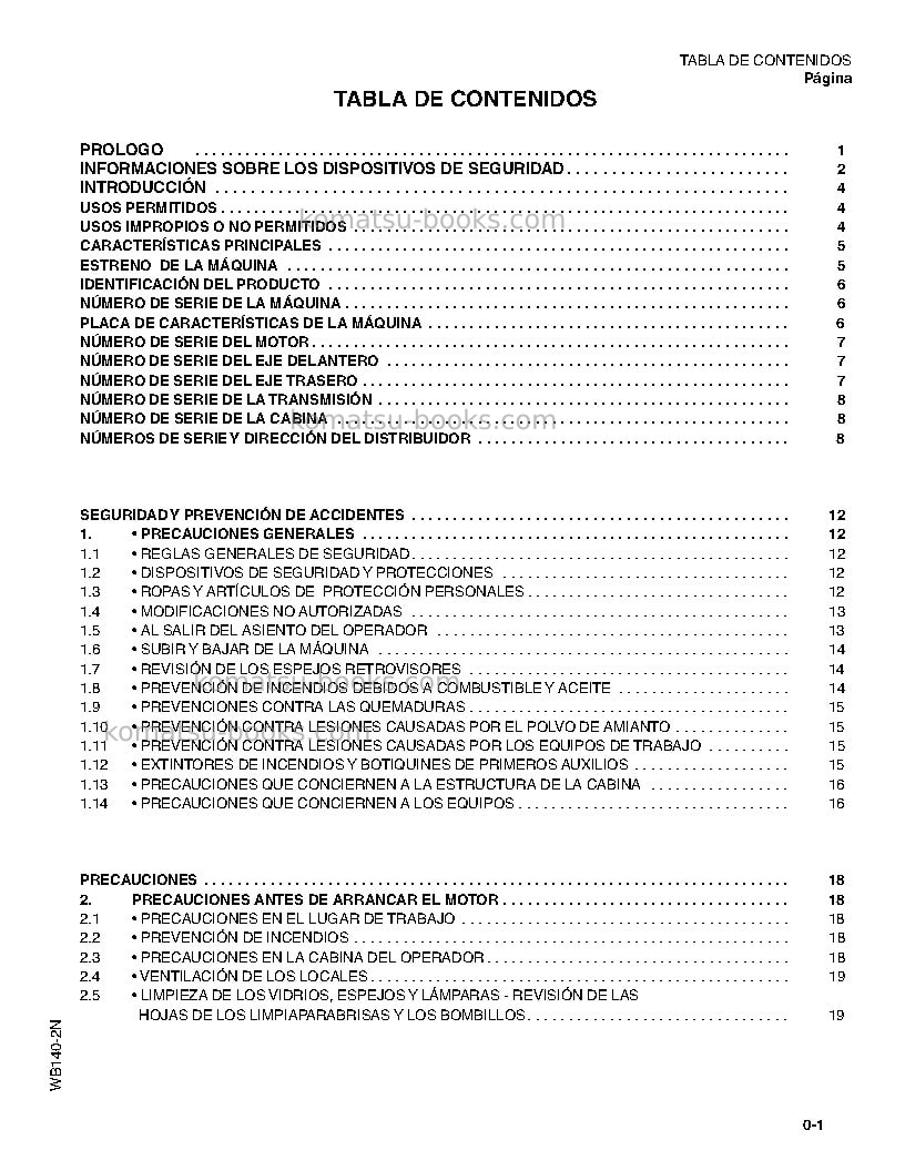 Komatsu wb140-2usa-n Manual de operación cover Page 5