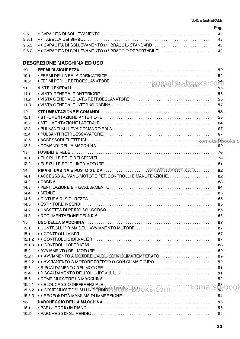 Komatsu wb98a-2ita Operation manual cover Page 5 Komatsu wb98a-2ita Operation manual cover Page 5