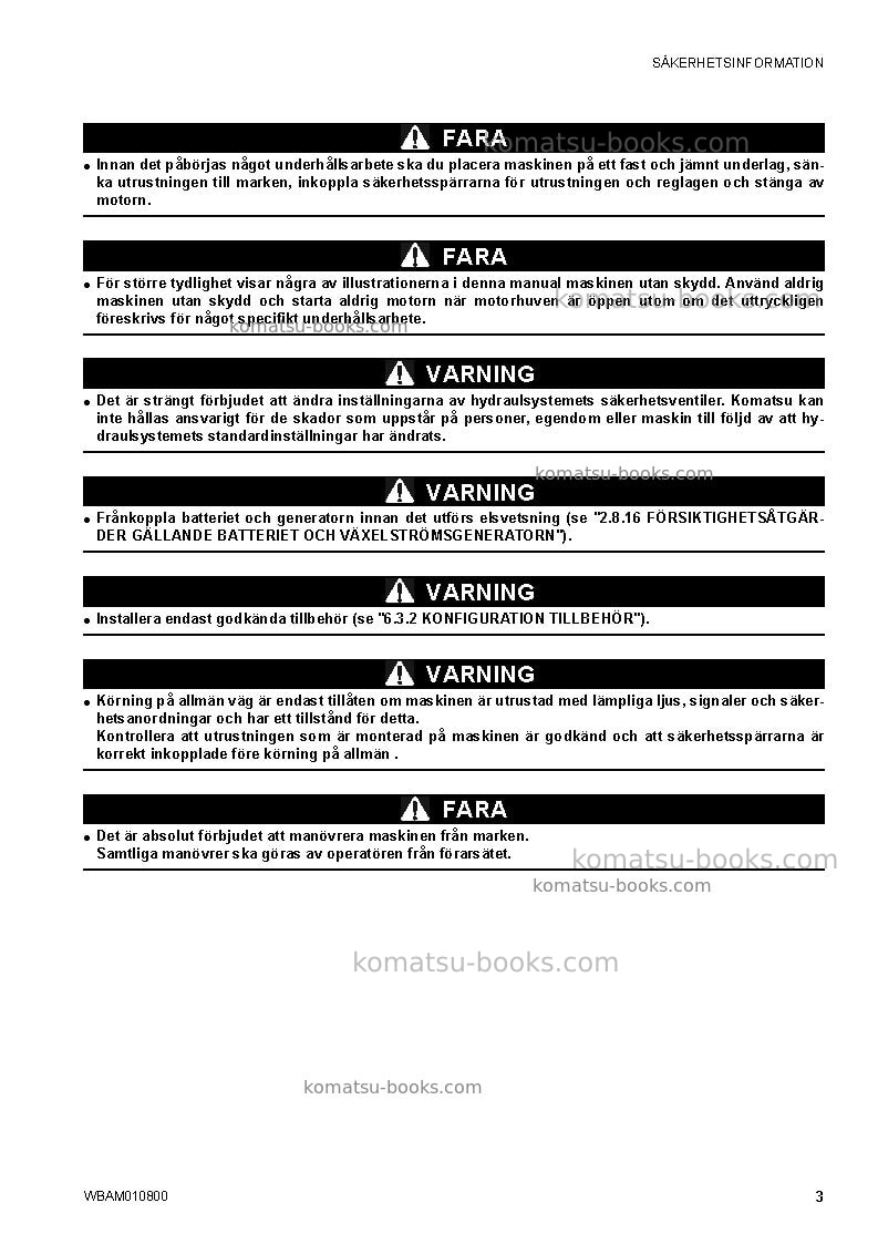 Komatsu sk1020-5ita-turbo Operation manual cover Page 5