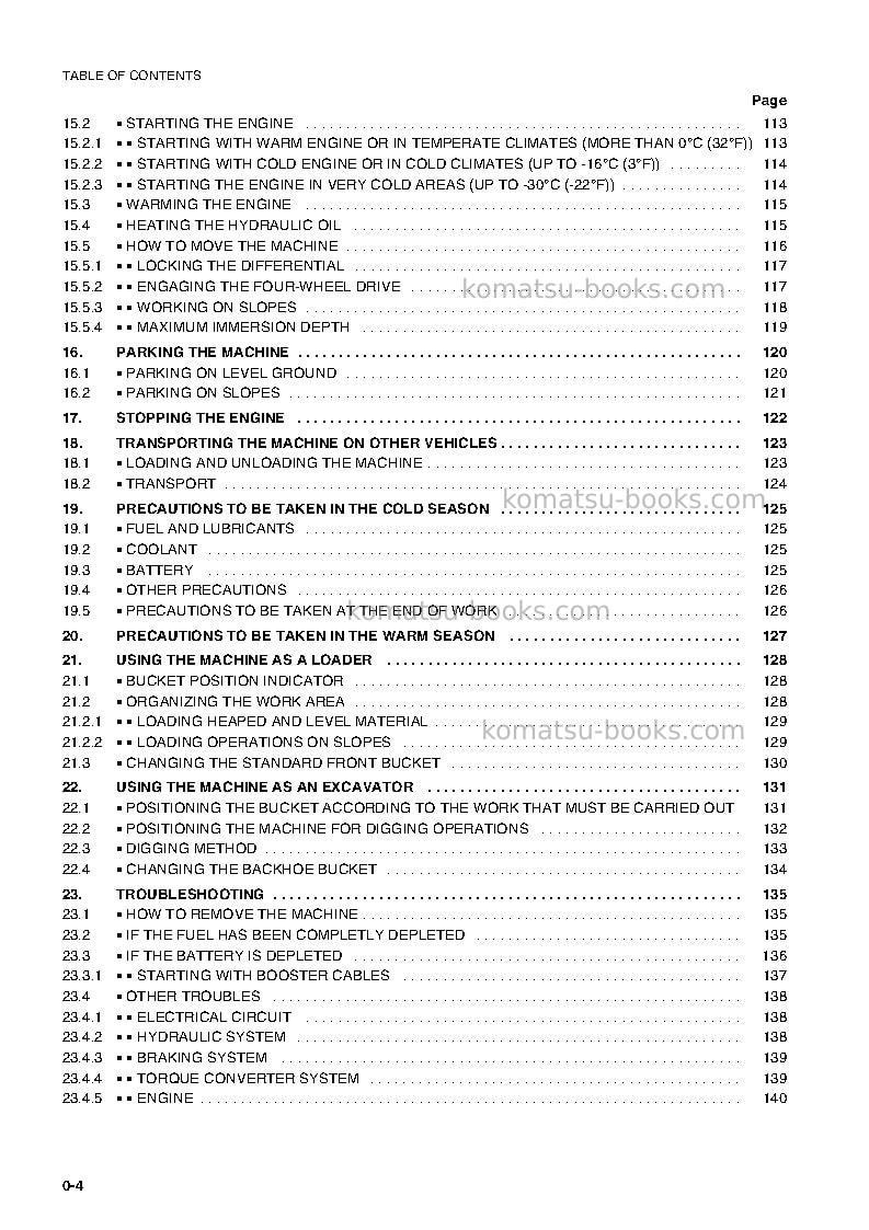 Komatsu wb140-2ita Operation manual cover Page 5